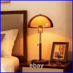 Mid Century Modern Mushroom Table Lamp Amber Shade Metal Wood Grain Bedside Ligh Mid Century Modern Mushroom Table Lamp Amber Shade Metal Wood Grain Bedside Ligh