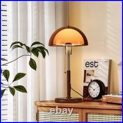 Mid Century Modern Mushroom Table Lamp Amber Shade Metal Wood Grain Bedside Ligh Mid Century Modern Mushroom Table Lamp Amber Shade Metal Wood Grain Bedside Ligh