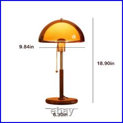 Mid Century Modern Mushroom Table Lamp Amber Shade Metal Wood Grain Bedside Ligh Mid Century Modern Mushroom Table Lamp Amber Shade Metal Wood Grain Bedside Ligh