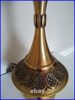 Mid Century Modern Regency Saucer Hollywood Solid Brass Vintage Table Lamp