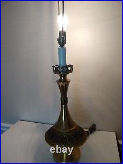 Mid Century Modern Regency Saucer Hollywood Solid Brass Vintage Table Lamp