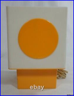 Mid Century Modern Square Dot Orange White Table Lamp Vintage MCM Light