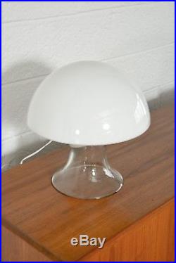 Mid Century Modern Table Lamp Gino Vistosi White Murano Glass Mushroom Vintage