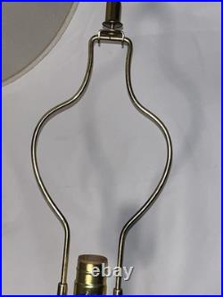 Mid Century Modern White Porcelain & Teak Genie Table Lamp 1960s Wood Vintage