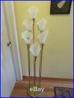 Mid Century Regency CALLA LILLY 6 Flower Bulb Floor Lamp Light 41 ½T WORKS Vtg