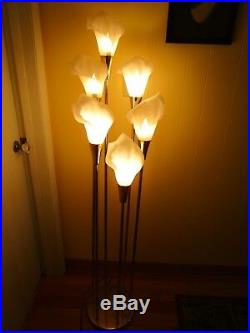 Mid Century Regency CALLA LILLY 6 Flower Bulb Floor Lamp Light 41 ½T WORKS Vtg