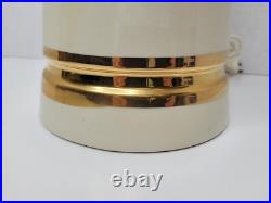 Mid-Century Vintage Hollywood Regency Ceramic Cream Gold Table Lamp Pineapple