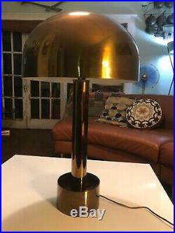 Mid century modern vintage Brass chrome Laurel mushroom 3 way table lamp