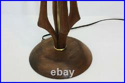 Modeline Mid Century Modern Table Lamp Walnut & Brass Vintage 50s 60s Sculptural