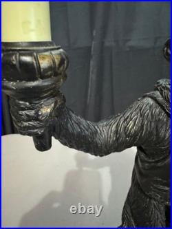 Monkey Bellhop Lamp Vintage Double Table Lamp without Shades 15.5 Inches Tall