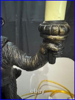 Monkey Bellhop Lamp Vintage Double Table Lamp without Shades 15.5 Inches Tall