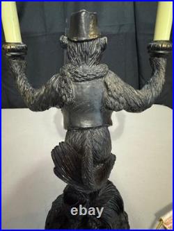 Monkey Bellhop Lamp Vintage Double Table Lamp without Shades 15.5 Inches Tall