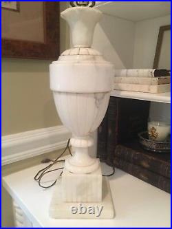 Monumental 22 Mid Century ITALIAN Polished Alabaster Marble Urn Table Lamp