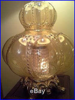 Monumental Carnival Glass Crystal Diffuser Vintage Table Lamp Large IRIDESCENT