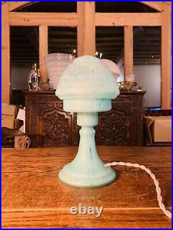 Murano Vintage Glass Table Lamp, Mottled Azure Blue