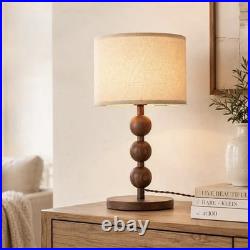 NEW Anthropologie Set of 2 Vintage Wood Ball Retro Boho Table Lamps Lighting 20