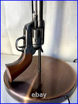 Neat Vintage Colt Revolver Gun Table Lamp with Original Shade RARE