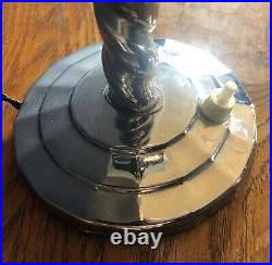 ORIGINAL 1930s ART DECO TABLE DESK / LAMP CHROME STEM ICONIC GLOBE GLASS SHADE
