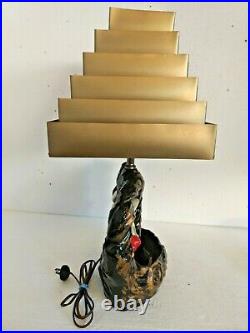 Oriental Table Lamp Figurative Ceramic Vintage Gold 6 Tier Venetian Shade Tested