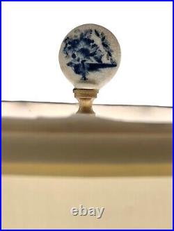 Oriental White Blue Lamp with Bird & Flower Porcelain Design Vintage Decor