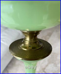 Outstanding Vintage Pair of Green Opaline Glass Table Lamps