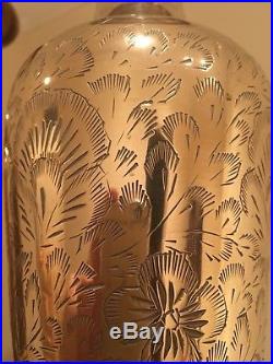 PAIR Large Vintage Brass Table Lamps Elegant Engraved Detail H20 GWO