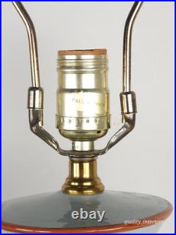 PAIR Vintage 1960s Paul Hanson Chinoiserie Colorfully Decorated Brass Base Lamps