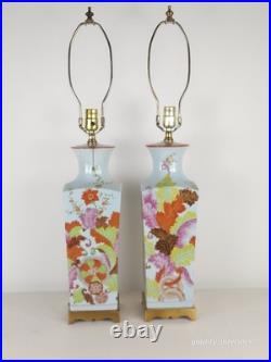 PAIR Vintage 1960s Paul Hanson Chinoiserie Colorfully Decorated Brass Base Lamps PAIR Vintage 1960s Paul Hanson Chinoiserie Colorfully Decorated Brass Base Lamps