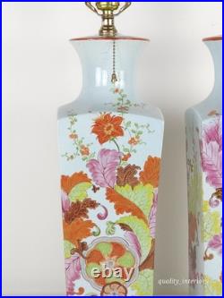 PAIR Vintage 1960s Paul Hanson Chinoiserie Colorfully Decorated Brass Base Lamps PAIR Vintage 1960s Paul Hanson Chinoiserie Colorfully Decorated Brass Base Lamps