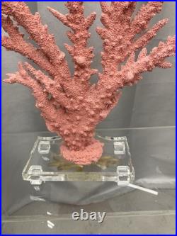 PAIR Vintage Lucite Coral Pink Sculptural Table Lamps Hollywood Regency MCM CHic PAIR Vintage Lucite Coral Pink Sculptural Table Lamps Hollywood Regency MCM CHic