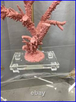 PAIR Vintage Lucite Coral Pink Sculptural Table Lamps Hollywood Regency MCM CHic PAIR Vintage Lucite Coral Pink Sculptural Table Lamps Hollywood Regency MCM CHic