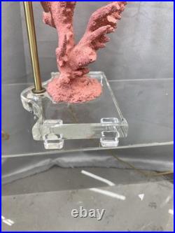 PAIR Vintage Lucite Coral Pink Sculptural Table Lamps Hollywood Regency MCM CHic