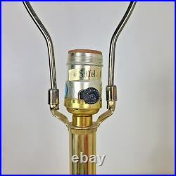 PAIR of Stiffel Brass Lamps Ornate Feather Detail Heavy 13 lbs each VTG