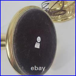 PAIR of Stiffel Brass Lamps Ornate Feather Detail Heavy 13 lbs each VTG