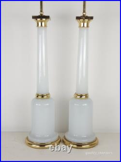 PR Paul Hansen Vintage 1960s White Opaline Glass & Brass MCM Marbro Style Lamps PR Paul Hansen Vintage 1960s White Opaline Glass & Brass MCM Marbro Style Lamps