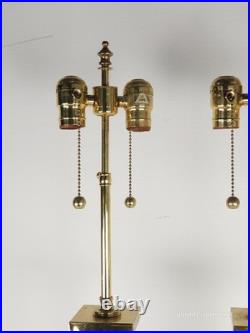 PR Paul Hansen Vintage 1960s White Opaline Glass & Brass MCM Marbro Style Lamps