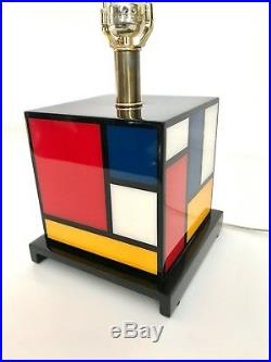 Pacific Connections Luxe Vtg Mid Century Modern Geometric Mondrian Table Lamp