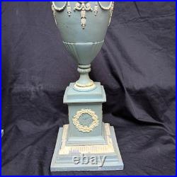 Pair 2 Vtg Hollywood Urns Lamps Table base Metal Jasperware English Style Metal