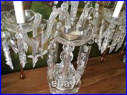 Pair Antique Chech st Crystal Banquet Table Chandelier/Girandole/Lamps 26x17