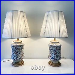 Pair FREDERICK COOPER Table Lamps Italian Majolica Vintage Rare EUC