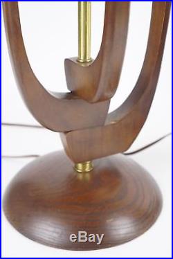 Pair Mid-century Modern Walnut Table Lamps Biomorphic Vladimir Kagan Era Vtg
