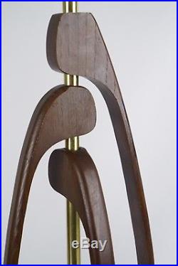 Pair Mid-century Modern Walnut Table Lamps Biomorphic Vladimir Kagan Era Vtg