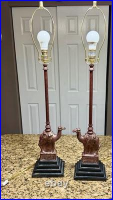 Pair Of Berman Resin Camel Table Lamps 34To Finial stepped plinth Black base