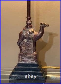 Pair Of Berman Resin Camel Table Lamps 34To Finial stepped plinth Black base
