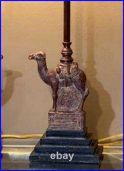 Pair Of Berman Resin Camel Table Lamps 34To Finial stepped plinth Black base
