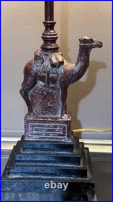 Pair Of Berman Resin Camel Table Lamps 34To Finial stepped plinth Black base