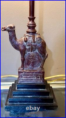 Pair Of Berman Resin Camel Table Lamps 34To Finial stepped plinth Black base