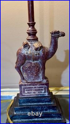 Pair Of Berman Resin Camel Table Lamps 34To Finial stepped plinth Black base