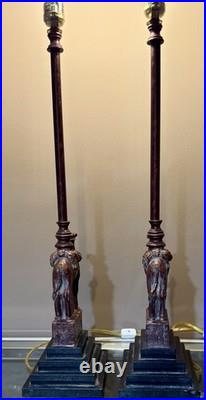 Pair Of Berman Resin Camel Table Lamps 34To Finial stepped plinth Black base