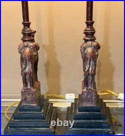 Pair Of Berman Resin Camel Table Lamps 34To Finial stepped plinth Black base